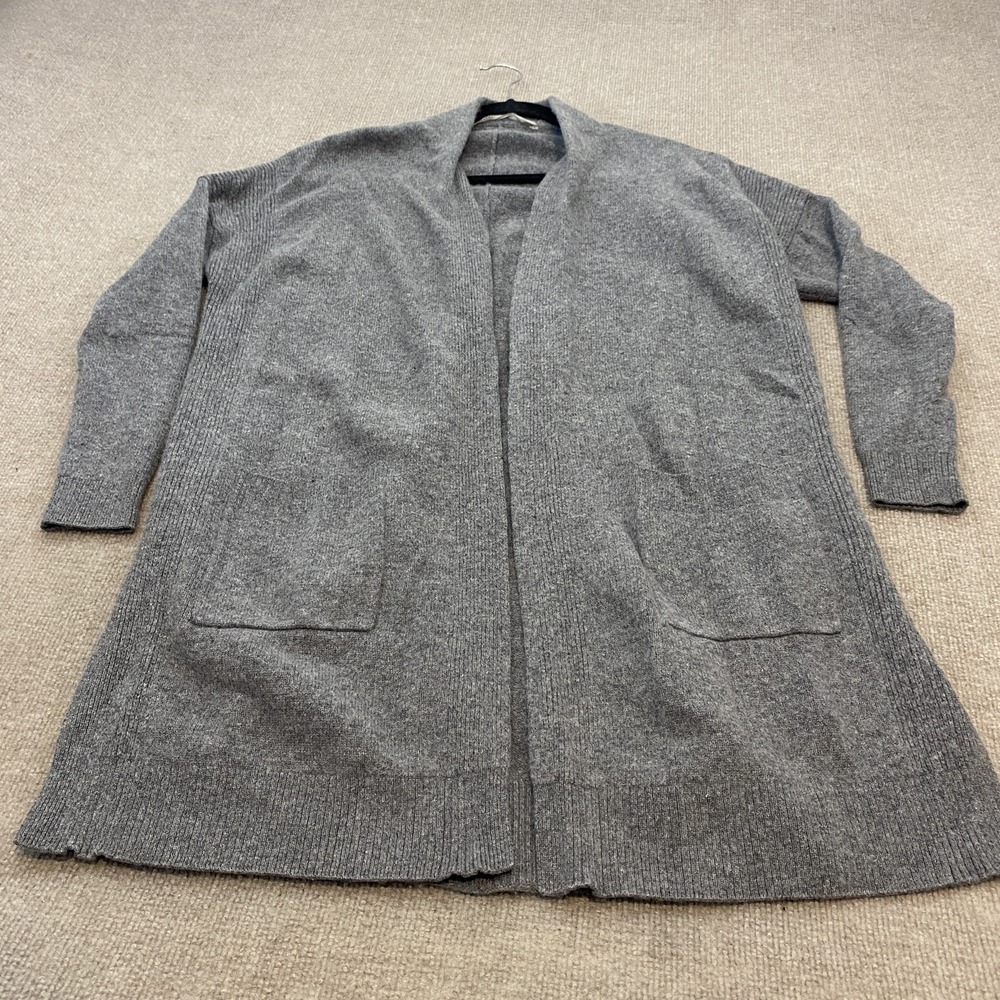 Athleta Sweater Womens Medium Gray Wool Cashmere Open Front Cardigan Pockets